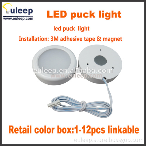 2W 3W 4W led puck light,led cabinet light, led under cabinet light, install by magnetic